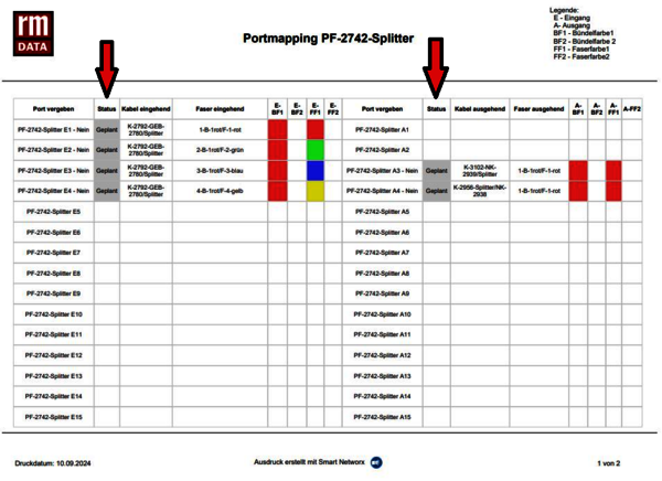 Bauen Sie geplante LWL-Netze auf Basis von von Rohr-, Einblas- und Spleißplänen.
