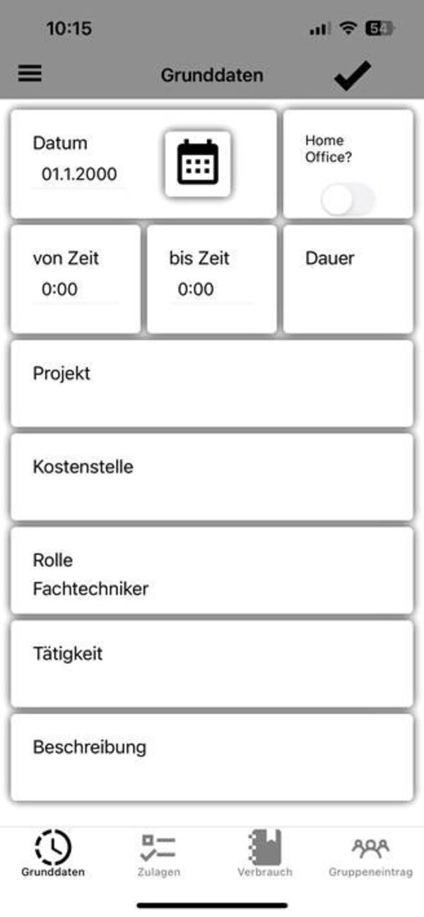 Die RMproject Mobile-App ermöglicht das einfache Erfassen der Zeiten im Außendienst.