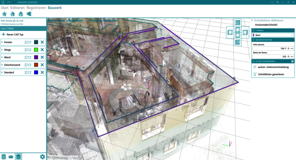 Horizontale Schnitte aus 3D-Punktwolken in rmDATA 3DWorx ableiten