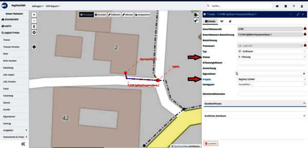 Einfaches Planen von LWL-Netzen mit Hilfe von Planungsprojekten;