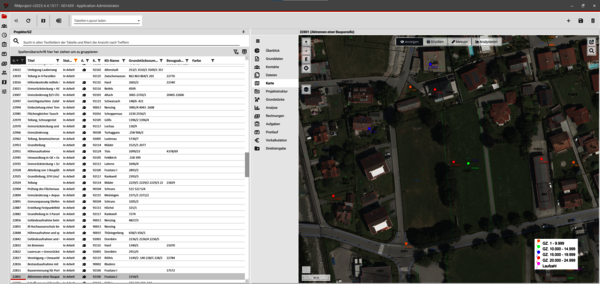 Pins in der Kartenansicht von rmDATA Projects